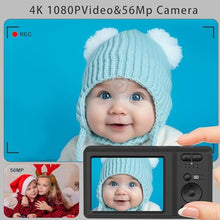 Load image into Gallery viewer, 56MP FHD Digital Camera with 20X Digital Zoom &amp; Autofocus, Anti-Shake Point and Shoot Camera for Kids Adults Beginners, Includes 32GB SD Card, Portable Compact for Travel, Black_2309
