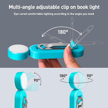 Load image into Gallery viewer, VAVOFO USB Rechargeable Book Light, Blue Light Blocking, Amber Light Clip On Bookmark Shaped Reading Light, Eye Care 6 LEDs Book Light for Bookworms Reading in Bed with 9 Lighting Modes (Blue)
