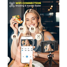 Load image into Gallery viewer, 5K Digital Camera with WiFi 64MP Autofocus Full HD Vlogging Camera for YouTube Point and Shoot Camera with Flip Screen Photography Cameras for Beginners with Selfie Light, Mini Tripod, Batteries, Black_729
