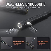 Load image into Gallery viewer, 5mm Dual Lens Inspection Camera, Teslong Borescope with LED Light, HD Industrial Endoscope, 5" IPS Screen, Waterproof Video Scope Camera, Flexible Cable for Home/Automotive/Pipe/Car/Wall(5FT)_2403
