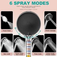 Load image into Gallery viewer, 6 Filtered Shower Head with Handheld, 6-Spray High Pressure Shower Head with Filter for Hard Water, Detachable Handheld Showerhead with Hose and Shower Arm Bracket, Chrome-Black, ChromeBlack_1617
