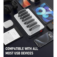 Load image into Gallery viewer, 6 Port Charging Station for Multiple Devices, Multi Phone Charging Station, Silver_143
