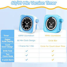 Load image into Gallery viewer, 60-Minute Visual Timer for Kids Digital Visual Countdown Timer for Kids Toddler for School Classroom, Time Management Tool with Silent Operation, Blue &amp; White, minBlueWhite_5900
