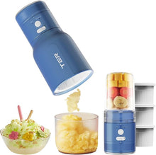 Load image into Gallery viewer, TER Shaved Ice Machine &amp; Juice Blender 2 in 1, Snow Cone Machine Ice Shaver Machine, Portable Blender for Shakes and Smoothies, Cordless Electric, Rechargeable, BPA Free, Blue
