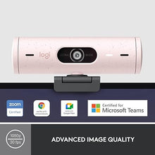 Load image into Gallery viewer, Logitech Brio 500 Full HD Webcam with Auto Light Correction,Show Mode, Dual Noise Reduction Mics, Webcam Privacy Cover, Works with Microsoft Teams, Google Meet, Zoom, USB-C Cable - Rose
