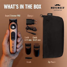 Load image into Gallery viewer, King C. Gillette Beard Trimmer PRO, 40 Length Settings, Cordless Design, Holiday Gifts for Men, 1 Trimmer, 1 Brush, 2 Combs, 1 Charger and 1 Zip Pouch

