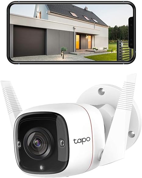 Tapo TP-Link 2K Security Camera Outdoor Wired, IP66 Weatherproof, Motion/Person Detection, Built-in Siren w/Night Vision, Cloud/SD Card Storage, 2-Way Audio, Works w/Alexa & Google Home C310