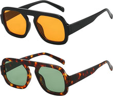 Load image into Gallery viewer, MUNSADE Trendy Square Aviator Sunglasses for Women Flat Top Designer Stylish Frame Sun Glasses Vintage Shades
