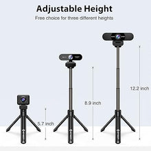 Load image into Gallery viewer, Webcam Tripod, EMEET Professional Webcam Mini Tripod, Portable &amp; Lightweight, Adjustable Height from 5.7-12.2 in, Stable Use, Universal Compatible for Most Webcams/Phones/GoPros/Mirrorless Cameras
