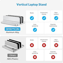 Load image into Gallery viewer, OMOTON [Updated Dock Version Vertical Laptop Stand, Double Desktop Stand Holder with Adjustable Dock (Up to 17.3 inch), Fits All MacBook/Surface/Samsung/HP/Dell/Chrome Book (Silver)
