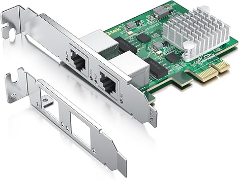 100M/1000M/2.5G NIC Network Card, Dual RJ-45 Port, with Realtek RTL8125BG Controller, Support Windows/Windows Server/Linux/Ubuntu/Centos/Vmware