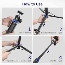 Load image into Gallery viewer, Selfie Stick Tripod for Gopro Camera, 62" Extendable Tripod Stand with 360° Ball Head 1/4" Screw, Portable Lightweight Camera Tripod for GoPro Max Hero 11 10 9 8 7 6 5 DJI OSMO Action Camera
