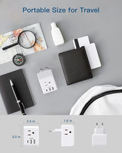 Load image into Gallery viewer, 2 Pack European Travel Plug Adapter, International Power Plug Adapter with 3 Outlets 3 USB Charging Ports(1 USB C), Type C Plug Adapter Travel Essentials to Most Europe EU Spain Italy France Germany
