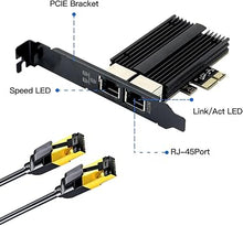 Load image into Gallery viewer, 2.5G Dual Port PCIe Ethernet Network Adapter to 2.5 Gigabit RJ45 LAN WiFi Card NIC Compatible with Intel I226 2500Mbps for Windows/Mac OS
