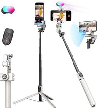 Load image into Gallery viewer, Smartphone Gimbal Stabilizer, Stabilizer Face Tracking Without APP - 4 in 1 Cellphone Gimbal Stabilizer for iPhone&amp;Android Extended 108cm Rod with RGB Fill Light, AOCHUAN M2PRO White
