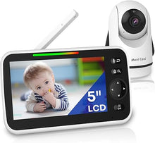 Load image into Gallery viewer, Baby Monitor with Camera and Audio, 5&#39;&#39; Sreen Baby Monitor No WiFi, 30-Hour Battery, Pan-Tilt-Zoom Video Baby Monitors Portable, Night Vision,VOX Mode,2-Way Talk,8 Lullabies and 1000ft Range
