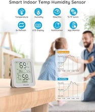Load image into Gallery viewer, Govee Indoor Hygrometer Thermometer 2 Pack, Humidity Temperature Gauge with Large LCD Display, Notification Alert with Max Min Records, 2 Years Data Storage Export for Room Greenhouse, Grey
