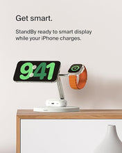 Load image into Gallery viewer, Belkin MagSafe Charger, 3-in-1 Wireless Charging Stand, 2ND GEN, 33% Faster for Apple Watch, iPhone 16, iPhone 15, iPhone 14 Series, AirPods - MagSafe Charging Station for Multiple Devices - White
