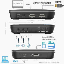 Load image into Gallery viewer, UHD Pro, 4K Video Recorder, HDMI Capture DVR with H.265/H.264 Codec, Cinematic 4K@24fps Recording(Up to 4K@30fps), No PC Required.
