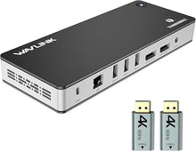 Load image into Gallery viewer, WAVLINK 11-in-1 Thunderbolt 3 Docking Station 60W Host Charging, Dual Display 4K@60Hz Single 8K with 2 Displayport or HDMI, USB3.1, USB3.0, Ethernet, Audio Mic for MacBook and Windows
