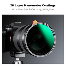 Load image into Gallery viewer, K&amp;F Concept 77mm Putter Variable ND Filter ND2-ND400 (1-9 Stops) 28 Multi-Layer Coatings Import AGC Glass Adjustable Neutral Density Filter for Camera Lens (Nano-X Series)
