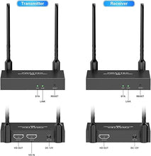 Load image into Gallery viewer, Wireless HDMI Transmitter and Receiver 4K: 1640FT/500M Range,Plug &amp; Play, 1080P HD Output Wireless HDMI Extender Support 2.4/5GHz for Streaming Video/Audio from Laptop,PC,Smart Phone to HDTV/Projector
