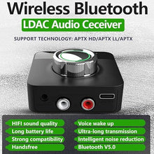 Load image into Gallery viewer, eppfun Bluetooth Audio Receiver, with LDAC/APTX Low Latency/APTX HD/AAC/SBC, Wireless RCA Audio Adapter with 3.5mm Jack/RCA Out for Hi Res Music Streaming,HiFi Audio,Skeakers, Home Stereo
