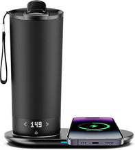 Load image into Gallery viewer, Temperature Control Heated Travel Mug Smart Self Heating Coffee Mug 18 Oz App Controlled LED Display coffee serving sets mug kept at a constant temperature for 4-10 hours (Black, 18 oz)
