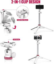 Load image into Gallery viewer, ULANZI MT-44 Extendable Phone Tripod, 59&quot; Selfie Stick Phone Vlog Tripod Stand with 2 in 1 Phone Clip, 360° Ball Head Camera Tripod for iPhone Sony Canon Action Camera, Lightweight for Travel White
