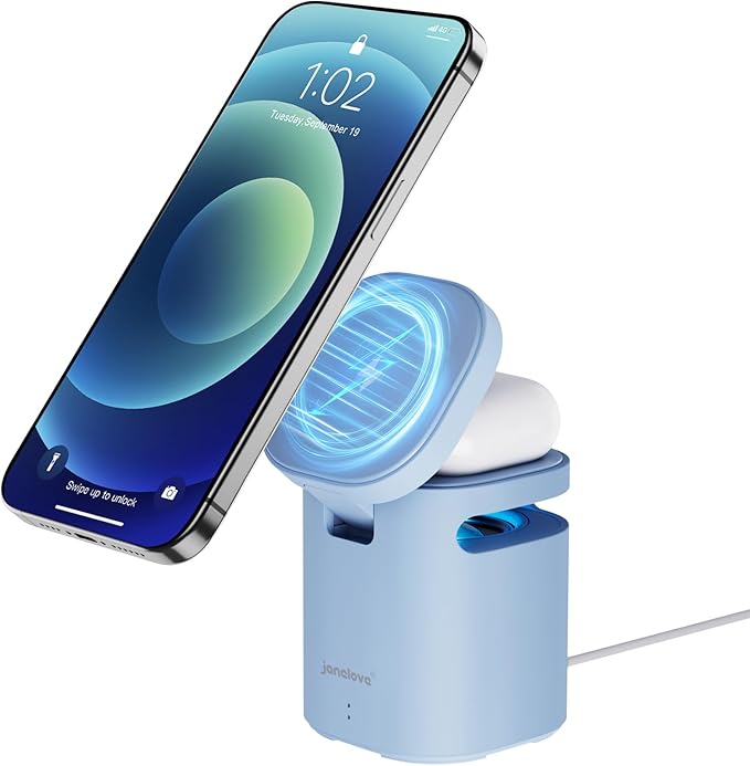 Magnetic Wireless Charger, 2 in 1 Charging Station, Bluetooth Speaker, for iPhone 15/14/13/Pro/Max/Plus, Airpods 3/2/Pro, Ideal Gift for Women and Men