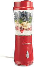 Load image into Gallery viewer, Hamilton Beach Portable Blender for Shakes and Smoothies with 14 Oz BPA Free Travel Cup and Lid, Durable Stainless Steel Blades for Powerful Blending Performance, Red (51101RV)
