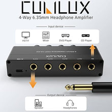 Load image into Gallery viewer, Cubilux 4-Channel 6.35 Headphone Amplifier Aluminum Audio Amp,Ultra-Low Noise Mini Earphone Splitter for Music Sharing/Monitoring, 1/4 &quot;TRS Headphone Output and TRS Audio Input-DC 5V Power Supply
