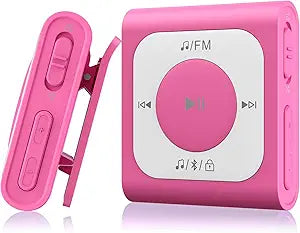 64GB Clip MP3 Player with Bluetooth, AGPTEK Portable Music Player with FM Radio, Shuffle, No Phone Needed, for Sports - A51PL, Pink