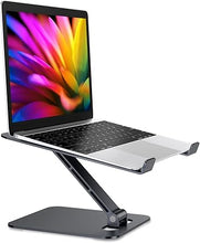 Load image into Gallery viewer, Foldable Laptop Stand, Height Adjustable Ergonomic Computer Stand for Desk, Aluminum Portable Laptop Riser Holder Mount Compatible with MacBook Pro Air, HP, Dell 10-16" (Black)
