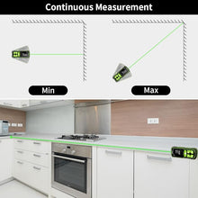 Load image into Gallery viewer, Huepar Professional Green Laser Measuring Tool 196ft, Digital Rechargeable Laser Distance Meter with Angle Sensor, 1/16in Accuracy, M/in/Ft Unit, Pythagorean Mode, Measure Distance, Area, Volume
