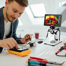 Load image into Gallery viewer, TOMLOV DM9 7&quot; LCD Digital Microscope 1200X, 1080P Coin Microscope Magnifier, 12MP Ultra-Precise Focusing Soldering Microscope for Adult, PC View, 32GB

