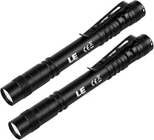 Load image into Gallery viewer, LE LED Pen Flashlights, Lightweight, Mini, Waterproof Pocket Flashlight with Clip, 2 Pack Small Flashlights for Inspection, Work, Emergency
