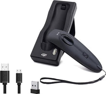 Load image into Gallery viewer, Bluetooth Wireless Handheld Barcode Scanner with Base 2.4G Wireless+USB Wired 1D 2D Barcode Scanner QR PDF417 Data Matrix UPC Rechargeable Bar Code Scanner for Laptops/PC/Android/Apple iOS
