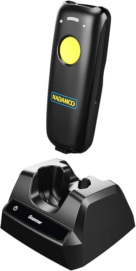 NADAMOO 2D Wireless Barcode Scanner Compatible with Bluetooth, Portable USB 1D 2D QR Code Scanner for Inventory, Bar Code Image Reader for Tablet iPhone iPad Android iOS PC POS, with Charging Dock