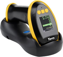 Load image into Gallery viewer, Tera Barcode Scanner Wireless with Screen: Pro Version 1D 2D QR with Setting Keypad Charging Cradle Works with Bluetooth 2.4G Wireless USB Wired Handheld Bar Code Reader HW0009 Yellow
