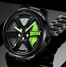 Load image into Gallery viewer, Car Wheel Watch, Stainless Steel Mens Wristwatch with Spinning Car Rim Hub Design, Japanese Quartz Movement, Water Resistant, Scratch Resistant Gifts for Car Enthusiasts
