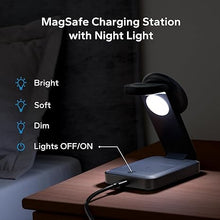 Load image into Gallery viewer, 3 in 1 Foldable Wireless Charging Station for MagSafe, Travel Magnetic Charger Stand for iPhone 16 15 14 13 Pro Max, Nightstand Charging Dock with Night Light for Apple Watch/AirPods
