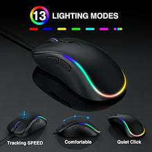 Load image into Gallery viewer, Wired Keyboard and Mouse, Large Print Backlit Keyboard with Wrist Rest and 7-Color Backlit, Lighted Computer Keyboards Easy to See, Light Up USB Keyboard Mouse Combo for PC, Windows, Laptop SABLUTE
