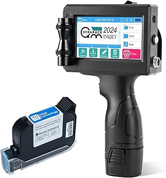 C10 Handheld Inkjet Printer Gun with Original Fast-Drying Ink Cartridge for Text QRCode Barcode Batch Number Label Image Expiry Date Portable Printer for Any Surface (Non-encrypted)
