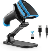 Load image into Gallery viewer, Barcode Scanner Wireless, 1D Laser Barcode Reader with Stand 2.4G Wireless &amp; USB Wired Connection 2 in 1 Plug and Play Handheld Bar Code Scaners
