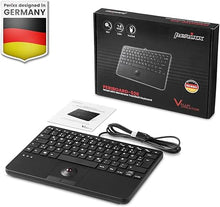 Load image into Gallery viewer, Perixx PERIBOARD-526 US, Wired Mini USB Keyboard with Trackball - X Type Scissor Keys - 11.18x7.17x1.1 Inches - Build-in 2 USB Hubs - US English
