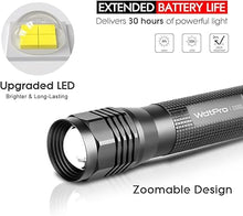 Load image into Gallery viewer, WdtPro High-Powered LED Flashlight S3000, Super Bright Flashlights - High Lumen, IP67 Water Resistant, 3 Modes and Zoomable for Camping, Emergency, Hiking, Gift
