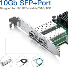 Load image into Gallery viewer, 10Gb SFP+ PCI-E Network Card NIC, with Intel 82599ES Chip, Dual SFP+ Ports, Compare to Intel X520-DA2 (Intel E10G42BTDA), PCI Express X8, Ethernet LAN Network Adapter Support Windows/Linux/VMware
