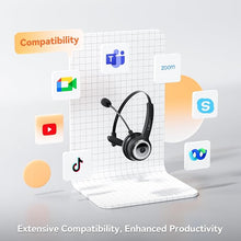 Load image into Gallery viewer, LEVN Wireless Headset with Mic for Work, Wireless Headphones with Mic (AI Noise Cancellation) &amp; Charging Base, 45 Hours Talk Time, Perfect for Work from Home/Office/Call Center/PC/Laptop/Zoom, Black
