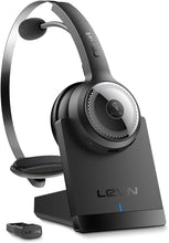 Load image into Gallery viewer, LEVN Wireless Headset with Mic for Work, Wireless Headphones with Mic (AI Noise Cancellation) &amp; Charging Base, 45 Hours Talk Time, Perfect for Work from Home/Office/Call Center/PC/Laptop/Zoom, Black
